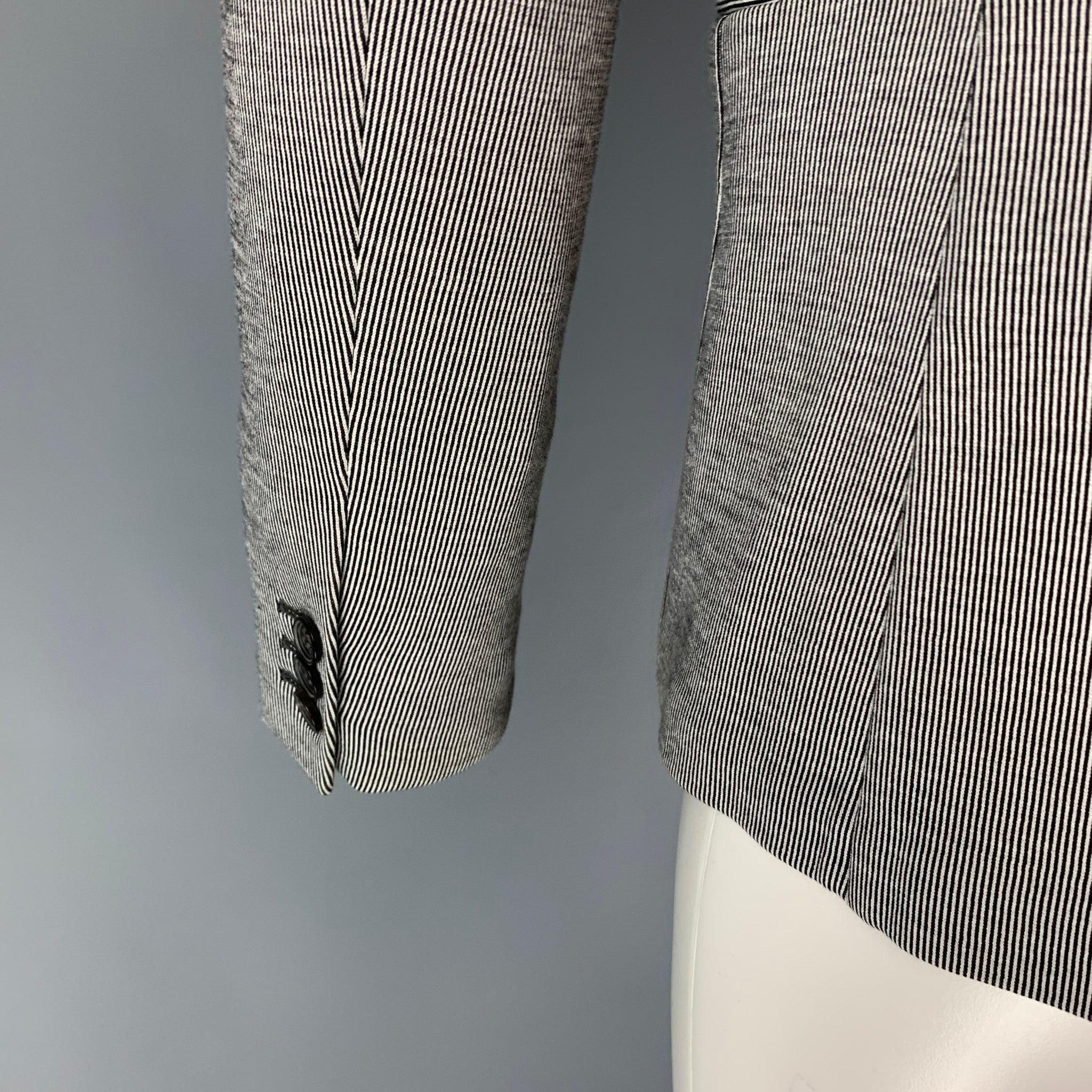Men's JOHN VARVATOS Size 36 Black Beige Pinstripe Cotton Polyester Sport Coat For Sale