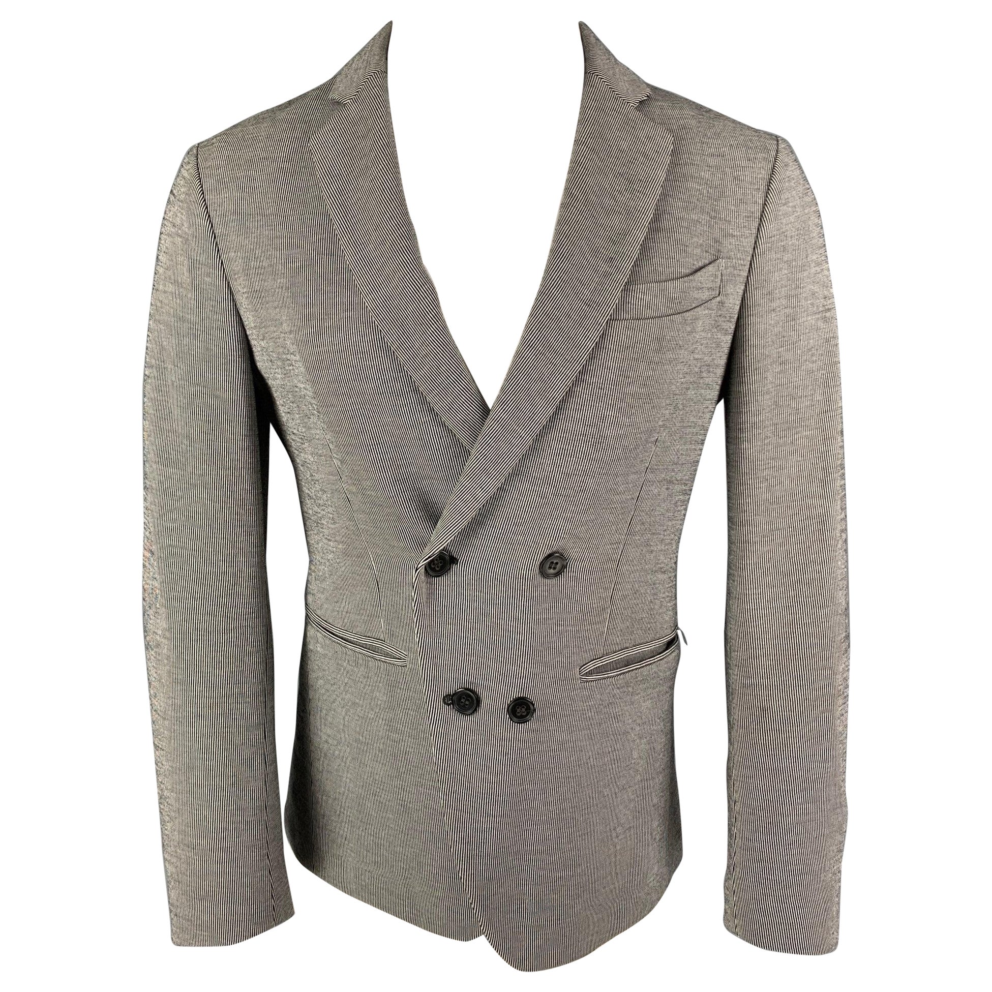 JOHN VARVATOS Größe 36 Schwarz Beige Nadelstreifen-Sportmantel aus Baumwolle und Polyester im Angebot
