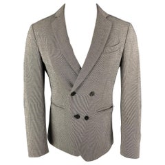 JOHN VARVATOS Size 36 Black Beige Pinstripe Cotton Polyester Sport Coat