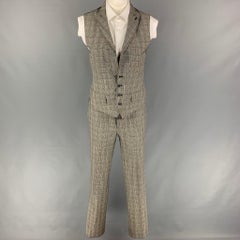 JOHN VARVATOS Abito con gilet con risvolto a punta in lana John White Taglia 36