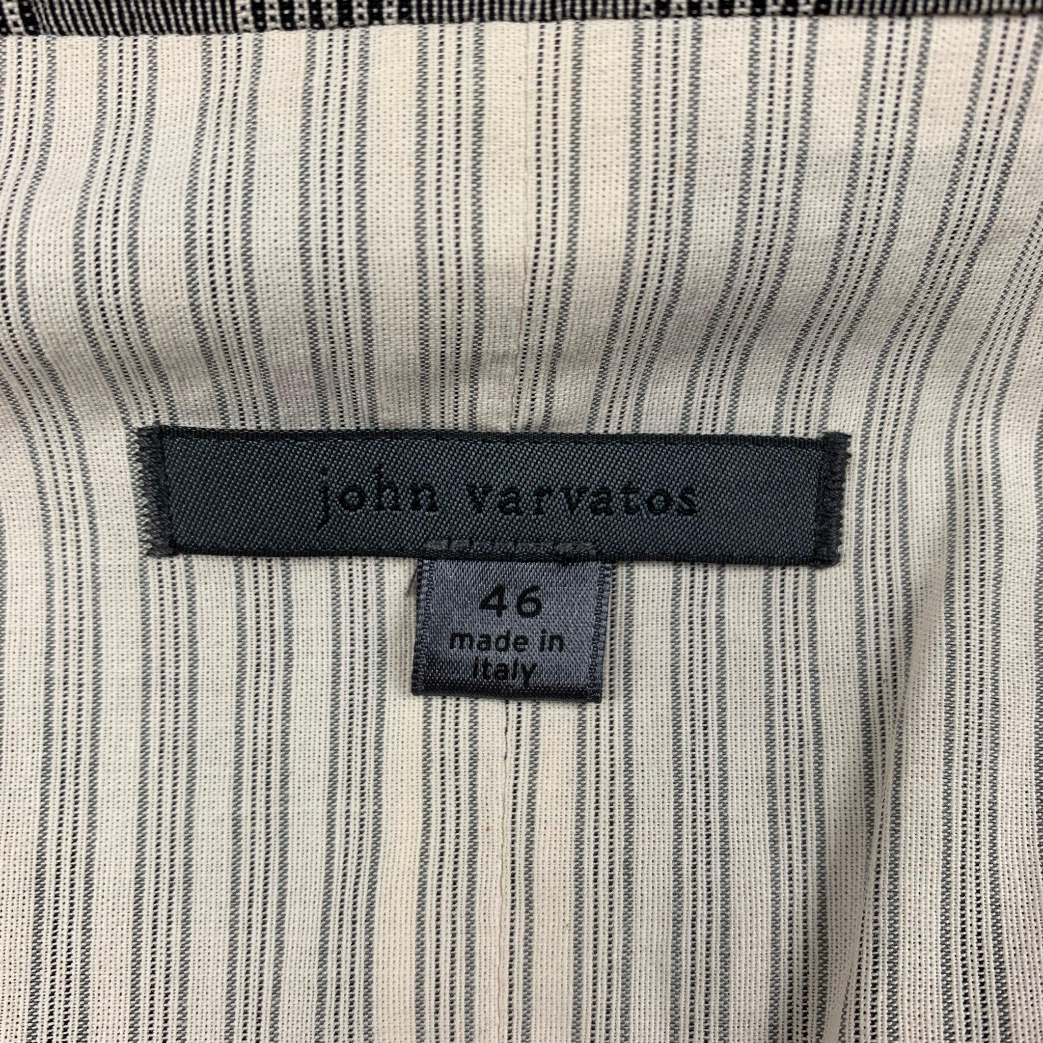 JOHN VARVATOS Size 36 Black White Glenplaid Wool Peak Lapel Vest Suit For Sale 3