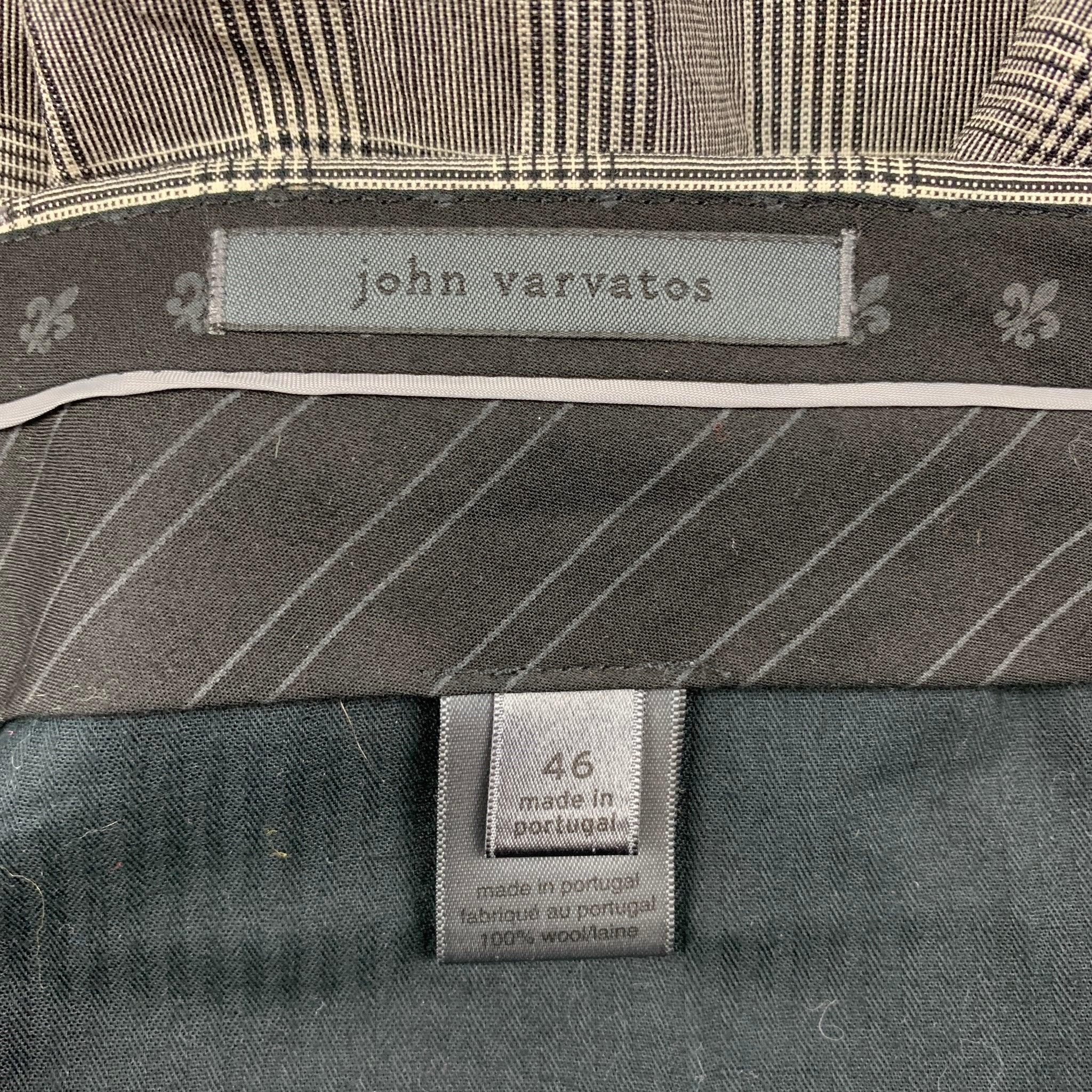 JOHN VARVATOS Size 36 Black White Glenplaid Wool Peak Lapel Vest Suit For Sale 4