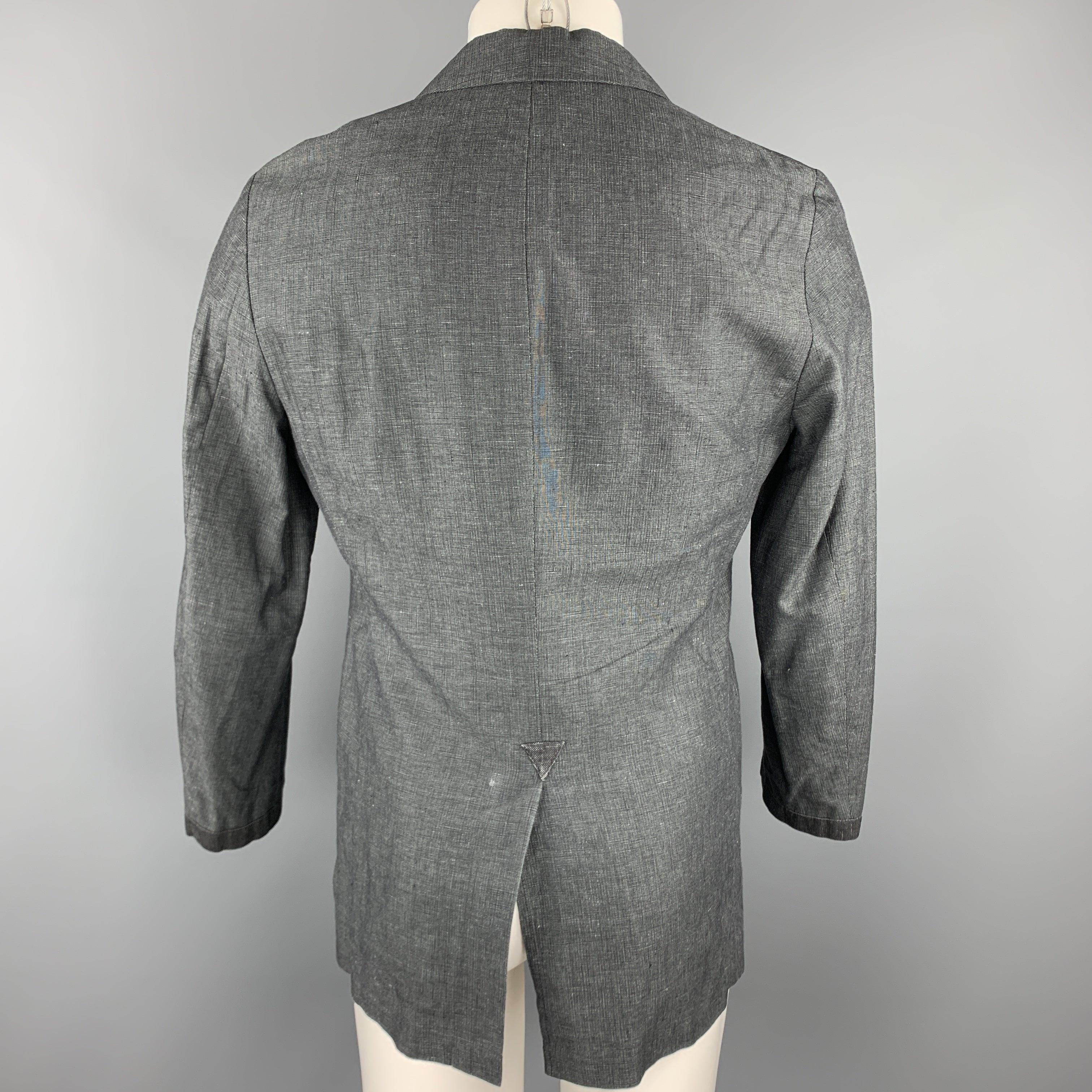 JOHN VARVATOS Size 36 Dark Gray Heather Linen / Cotton Sport Coat In Good Condition For Sale In San Francisco, CA