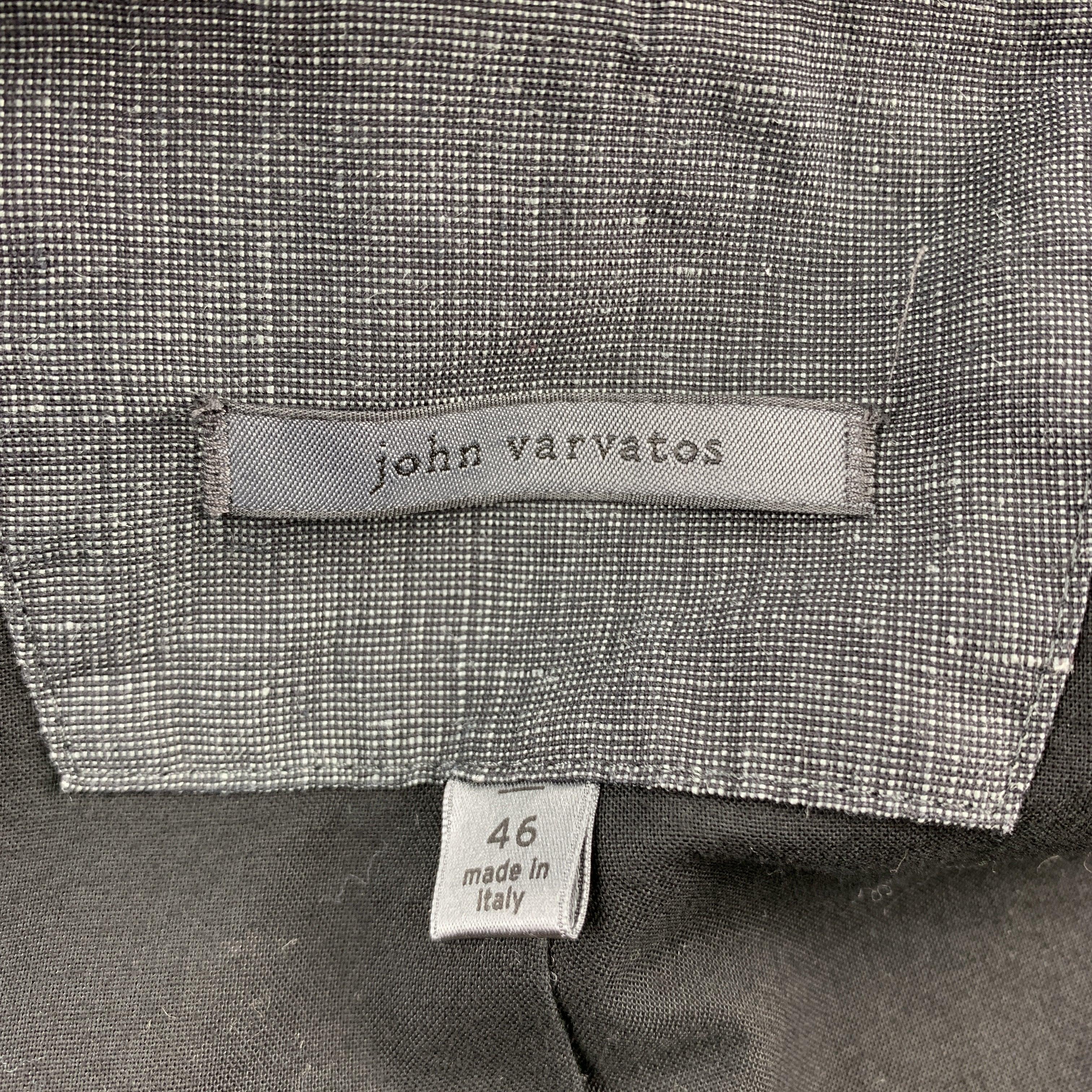 John Varvatos Taille 36 Manteau de sport en lin/coton gris foncé chiné en vente 1