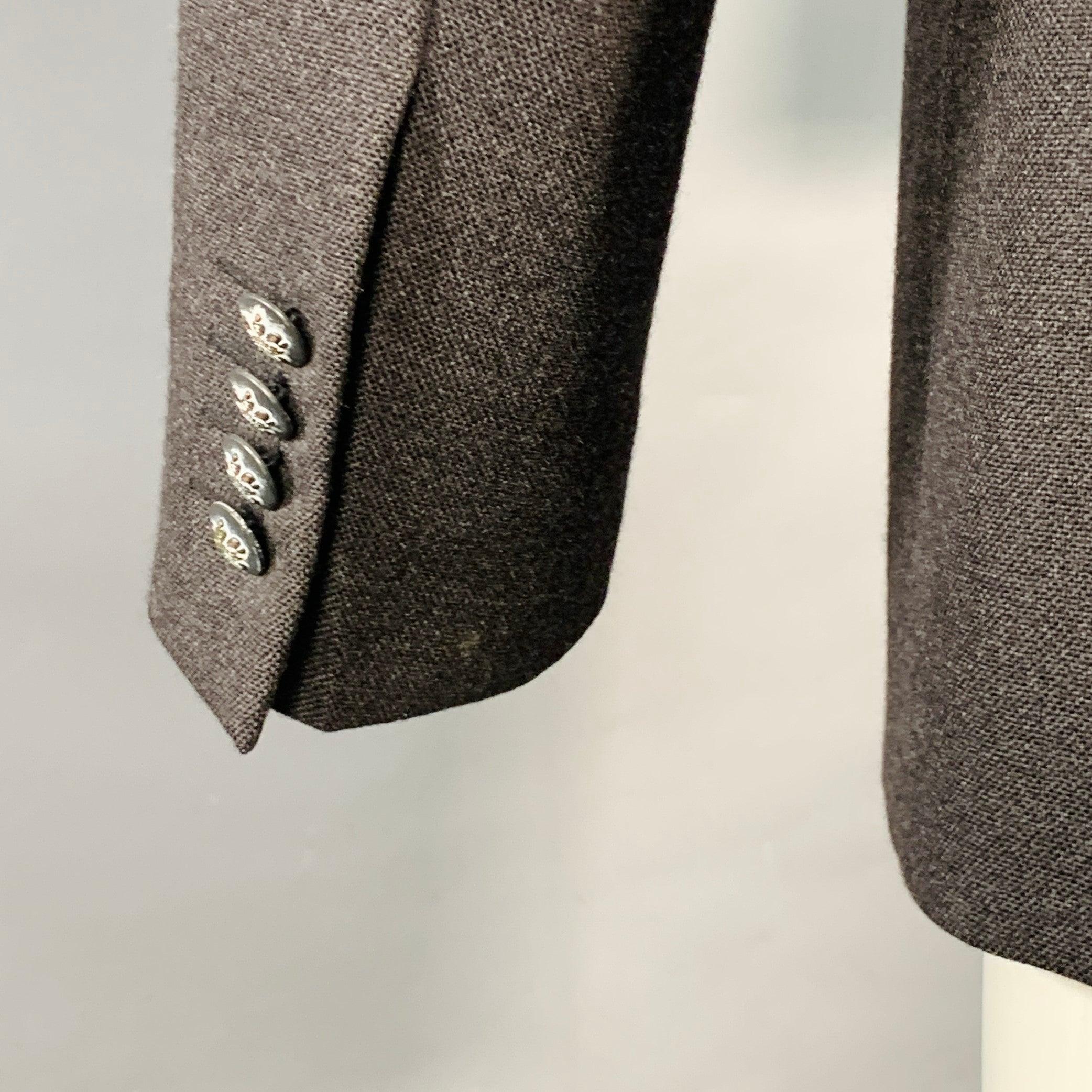 De los hombres JOHN VARVATOS Chaquetón corto gris de lana virgen de un solo pecho, talla 36 en venta