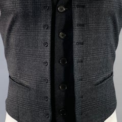 JOHN VARVATOS Size 38 Black Grey Plaid Wool Layered Vest