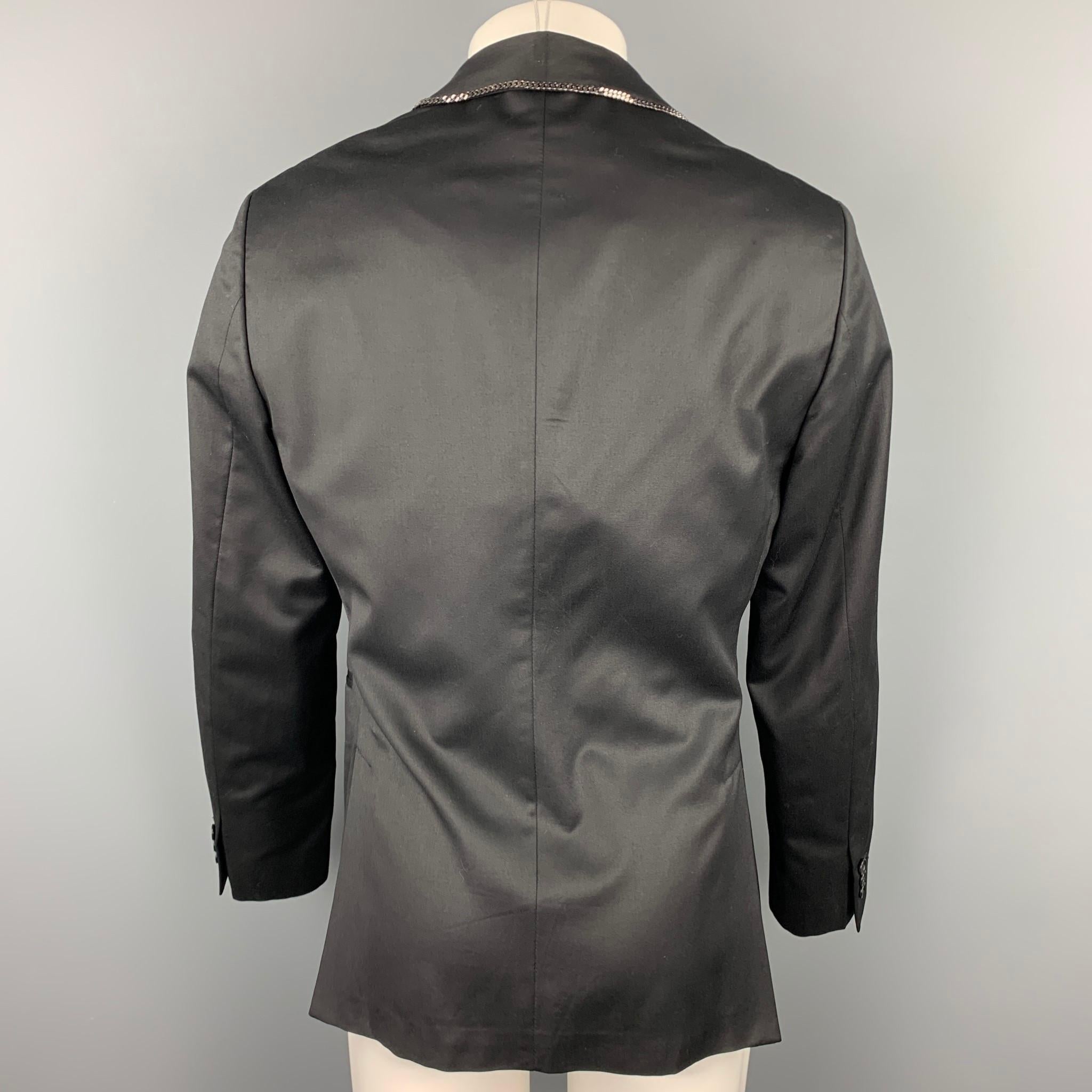 Men's JOHN VARVATOS Size 38 Black Wool Chain Trim Shawl Collar Sport Coat