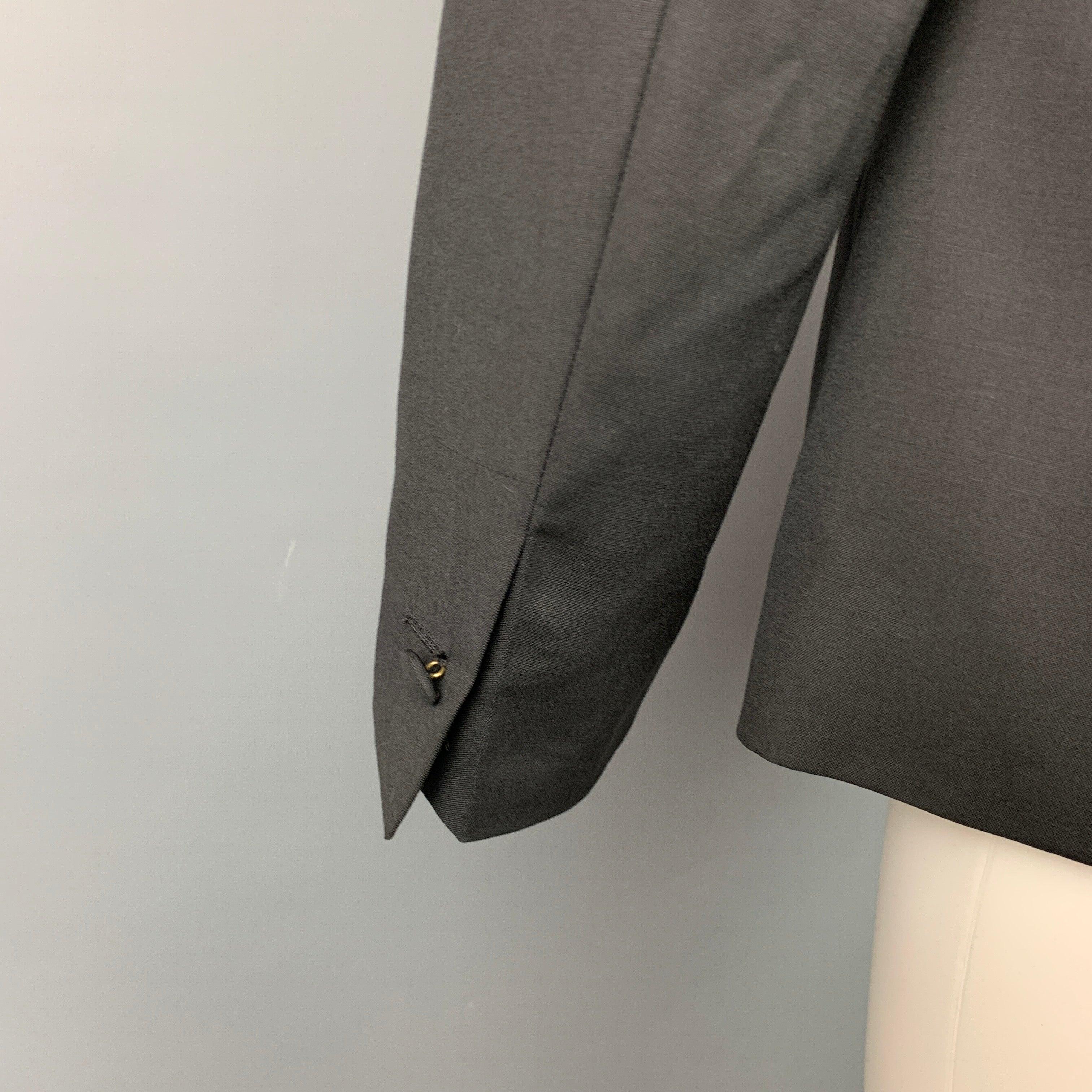 Men's JOHN VARVATOS Size 38 Black Wool Mohair Peak Lapel Sport Coat For Sale