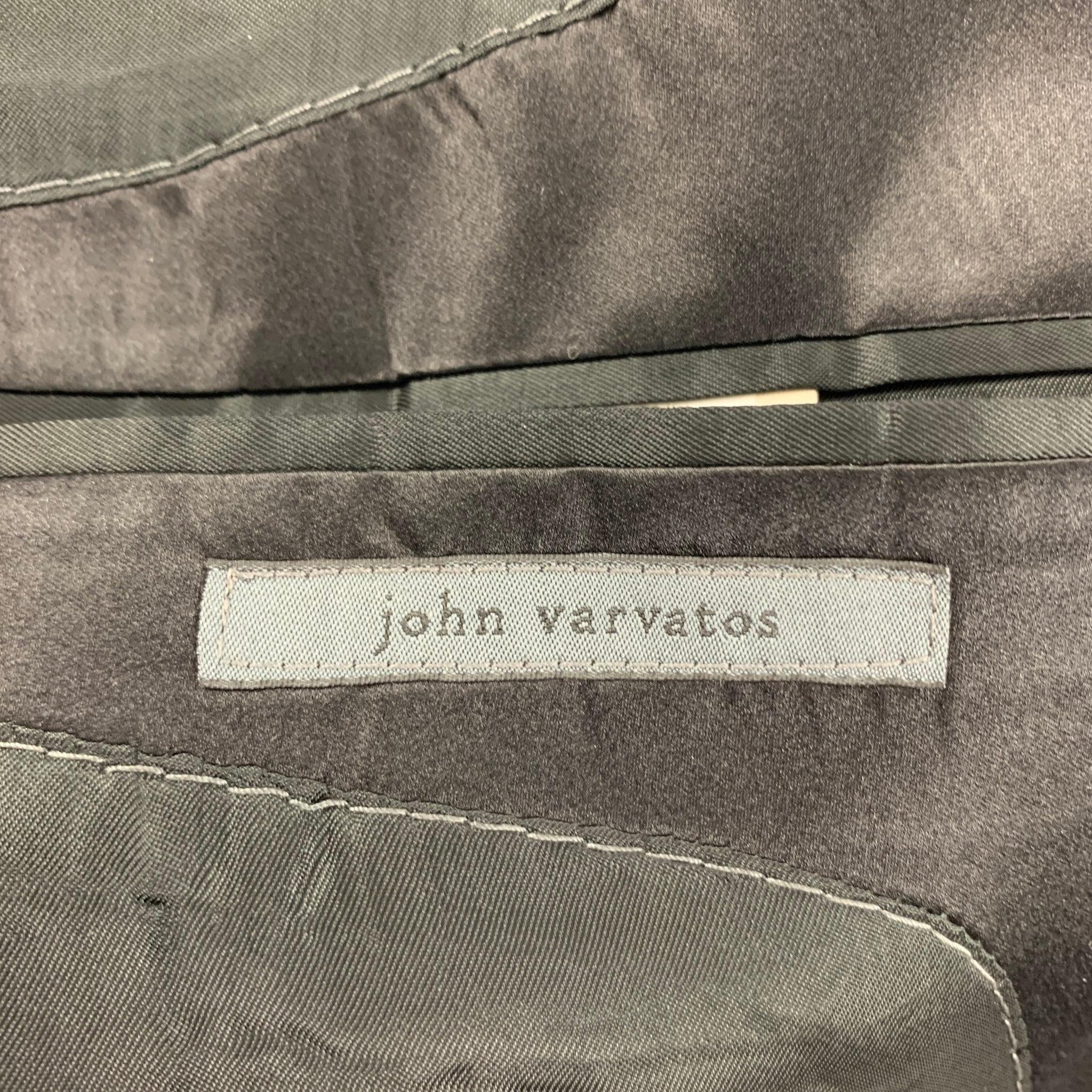 JOHN VARVATOS Size 38 Black Wool Tuxedo Sport Coat For Sale 3