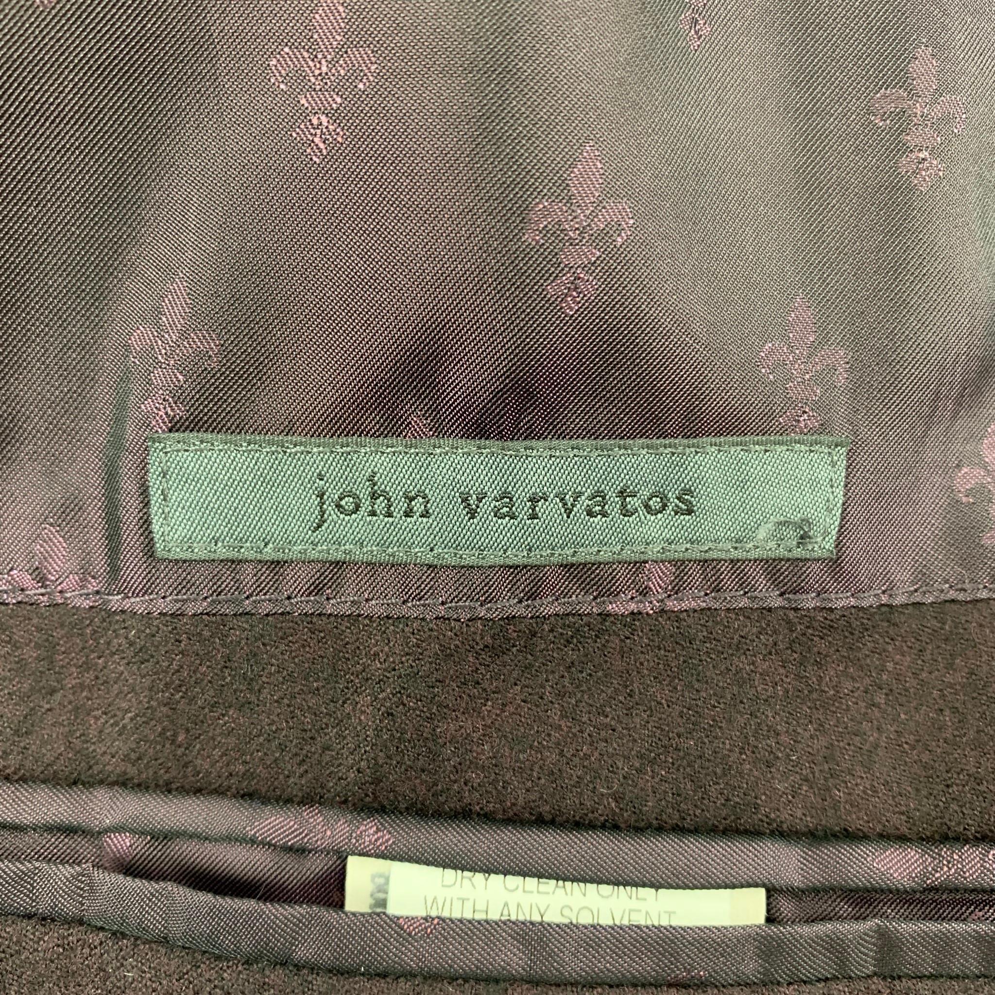 JOHN VARVATOS Size 38 Burgundy Black Dyed Wool Notch Lapel Sport Coat 4