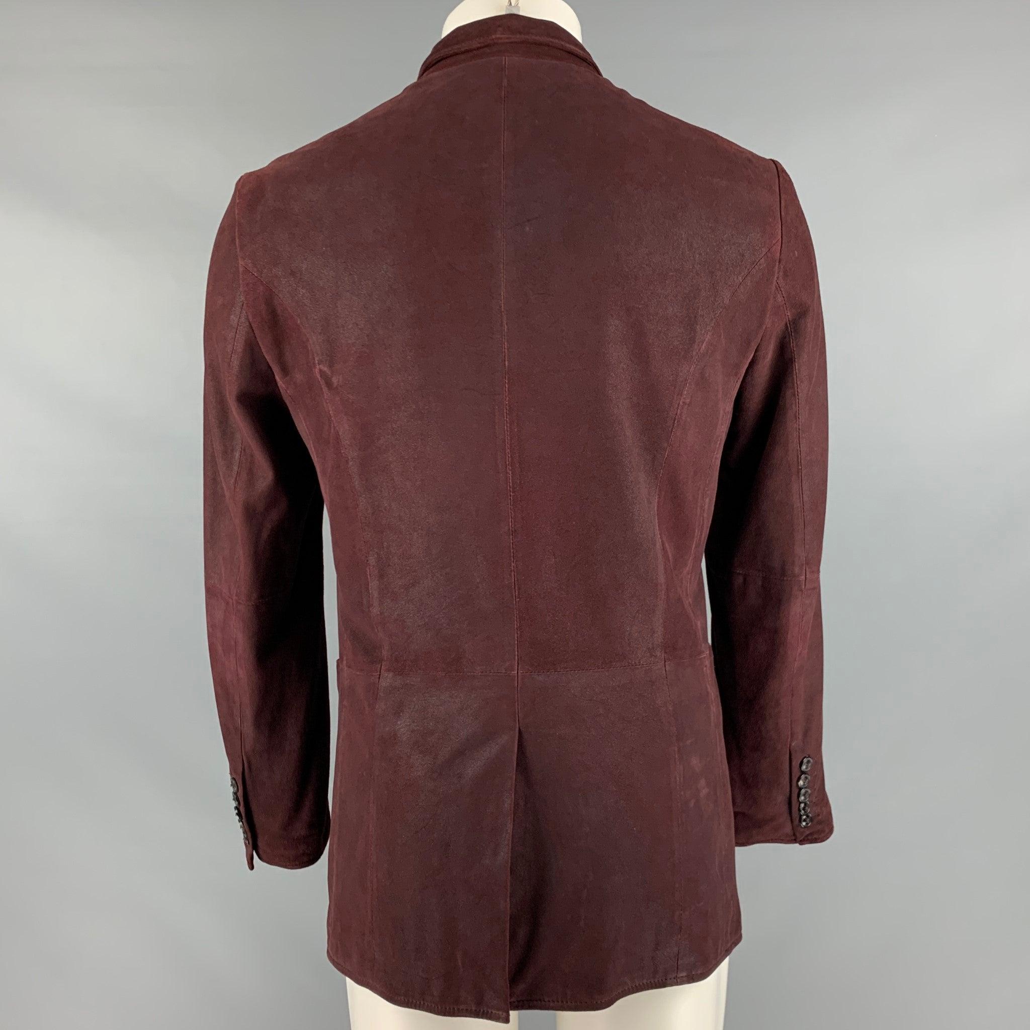JOHN VARVATOS Size 38 Burgundy Suede Single breasted Jacket In Good Condition In San Francisco, CA
