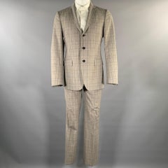 JOHN VARVATOS Größe 38 Grau kariert Wolle Mischung Notch Revers Anzug