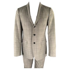 JOHN VARVATOS Größe 38 Grau kariert Wolle Mischung Notch Revers Anzug
