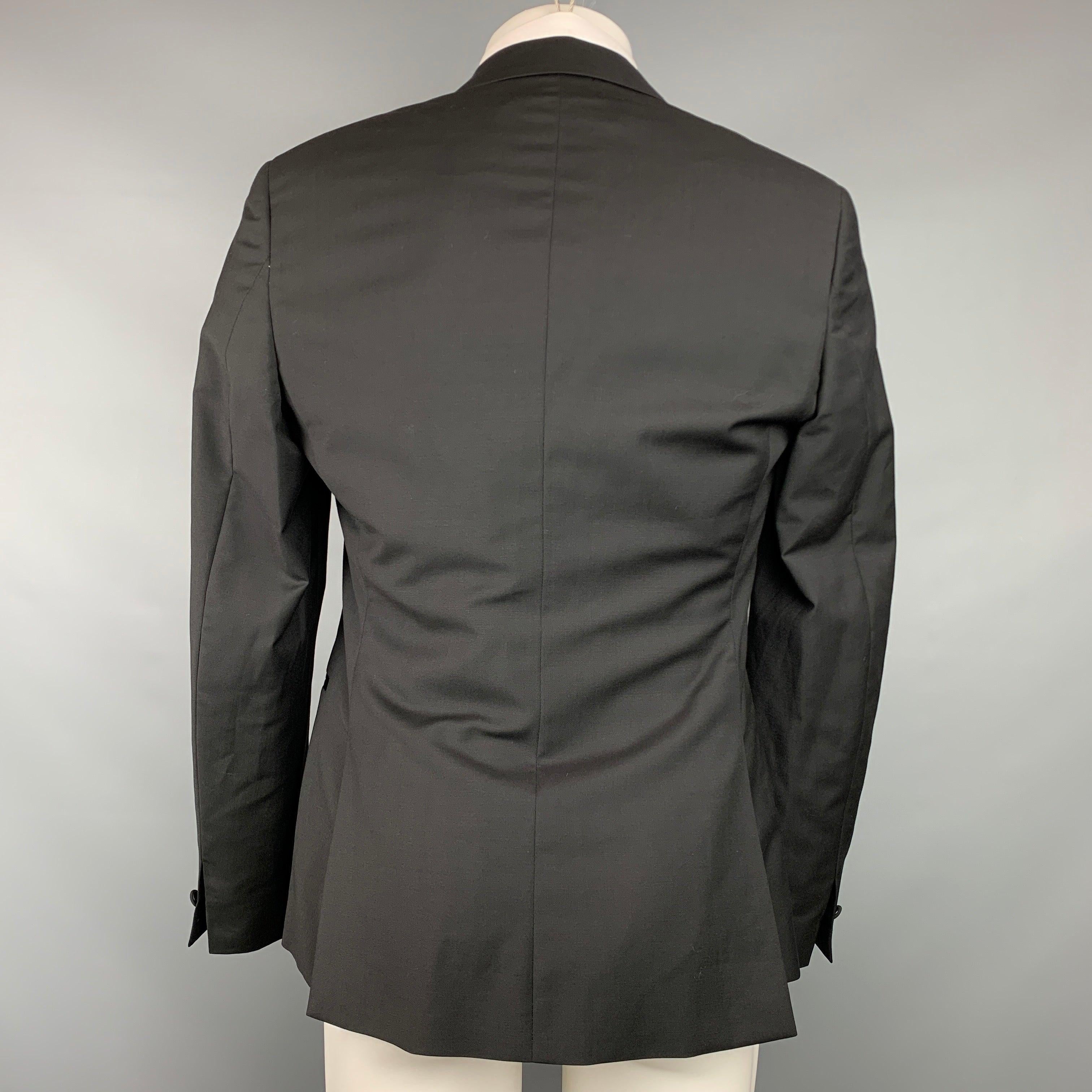 Men's JOHN VARVATOS Size 38 Regular Black Wool / Mohair Peak Lapel Sport Coat For Sale