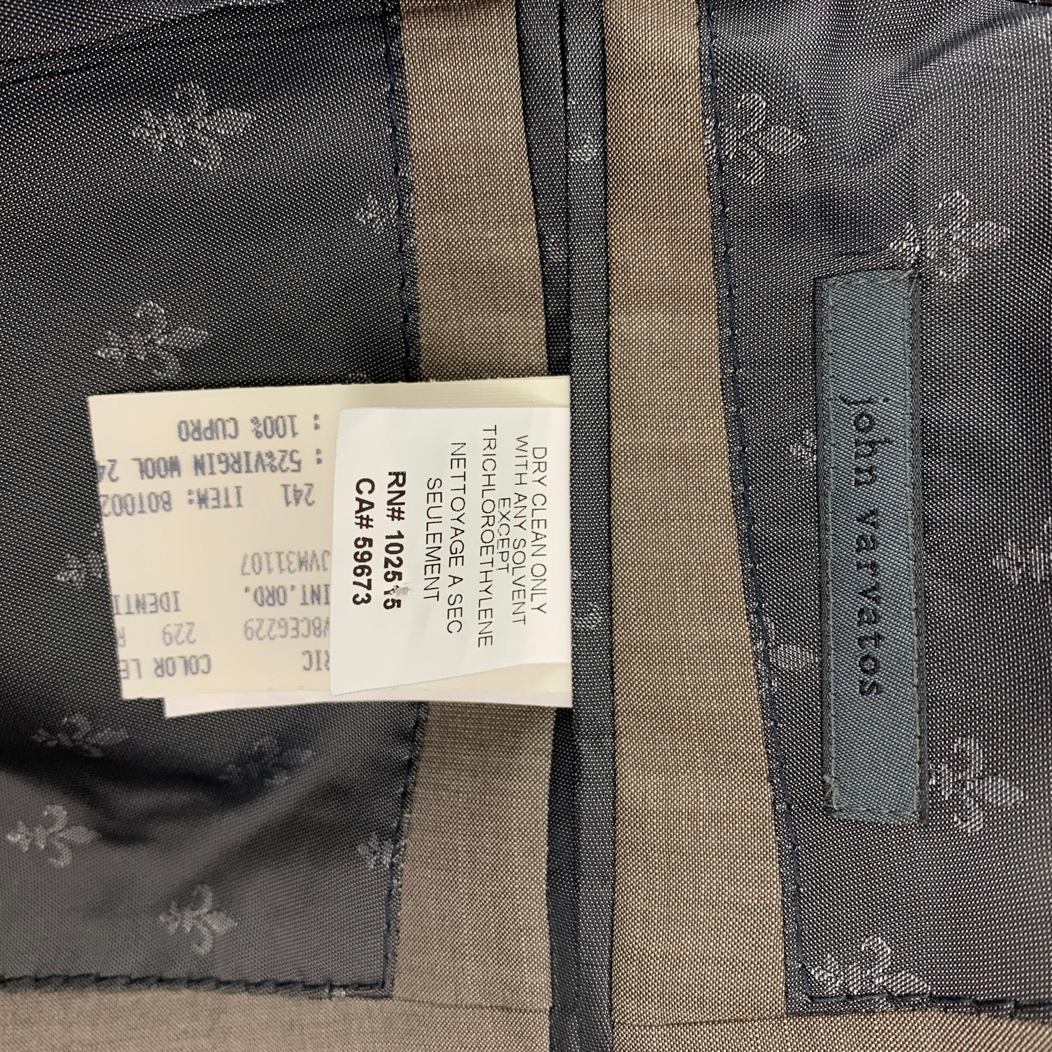 Men's JOHN VARVATOS Size 38 Regular Oatmeal Heather Wool Blend Peak Lapel Suit