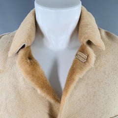 JOHN VARVATOS Size 40 Beige Leather Shearling Button Up Coat