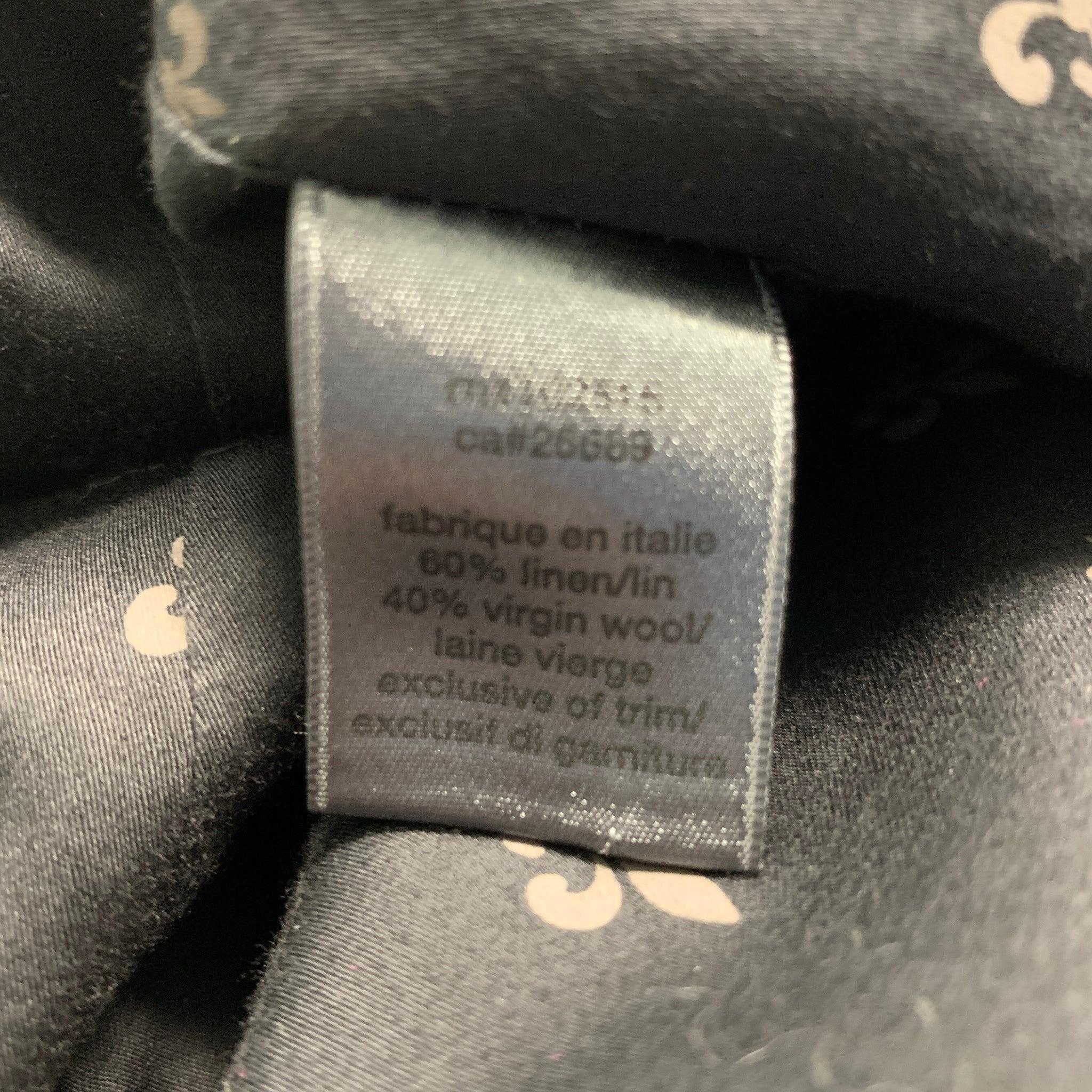 JOHN VARVATOS Size 40 Black Solid Linen Wool Peak Lapel Tuxedo For Sale 5