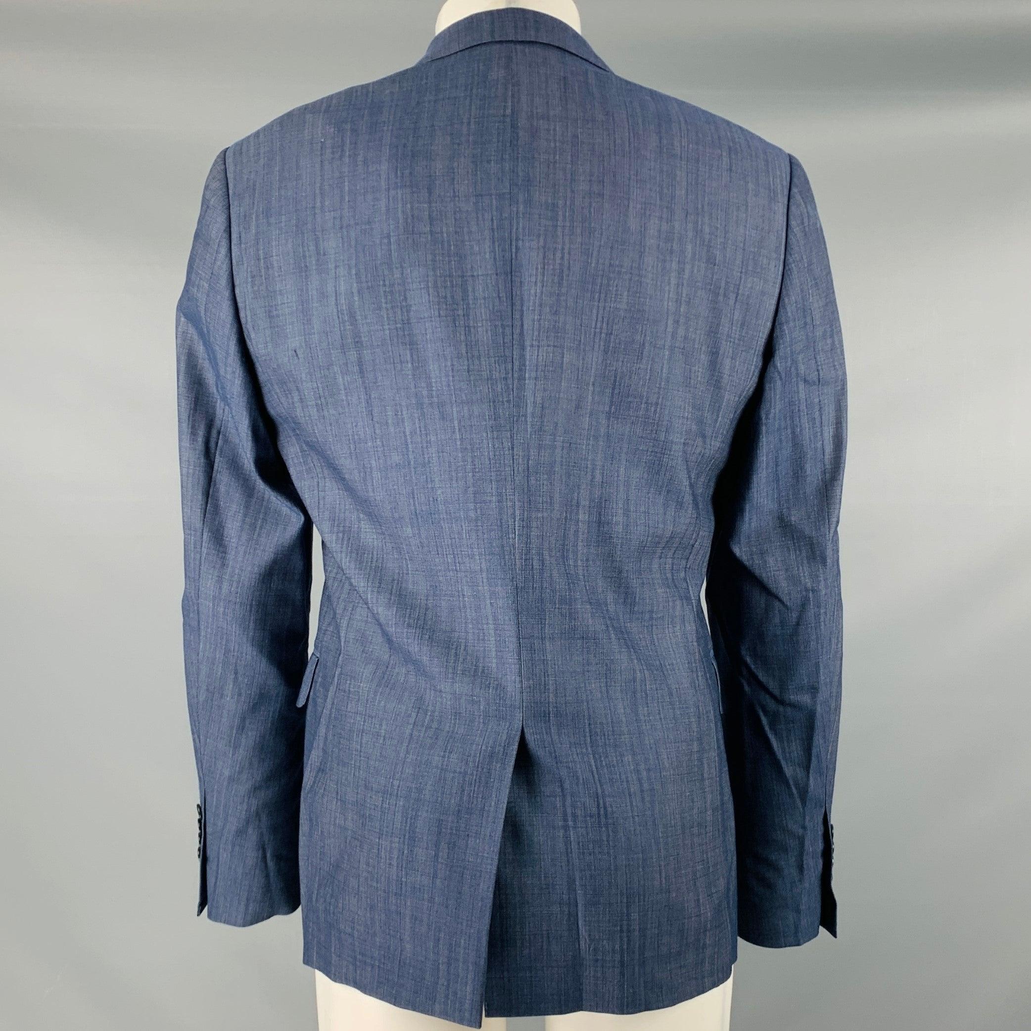 JOHN VARVATOS Size 40 Blue Grey Virgin Wool Blend Sport Coat In Good Condition In San Francisco, CA