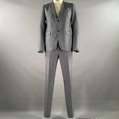 JOHN VARVATOS Talla 40 Traje con solapa de muesca de mezcla de lana azul