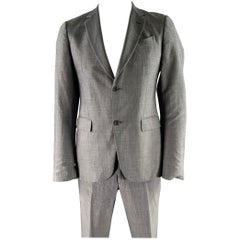 JOHN VARVATOS Talla 40 Traje con solapa de muesca de mezcla de lana azul
