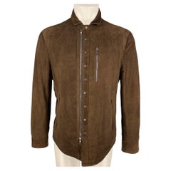 JOHN VARVATOS Size 40 Brown Suede Zip & Snaps Jacket