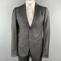 JOHN VARVATOS Size 40 Charcoal Virgin Wool Peak Lapel Long Suit