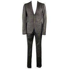 JOHN VARVATOS Size 40 Charcoal Virgin Wool Peak Lapel Long Suit