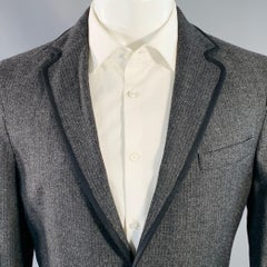 JOHN VARVATOS Size 40 Grey Black Herringbone Wool Blend Sport Coat
