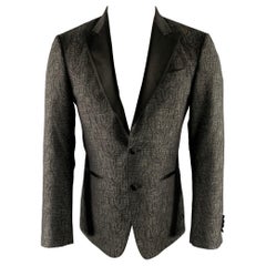 JOHN VARVATOS Size 40 Grey Black Wool Polyamide Tuxedo Sport Coat