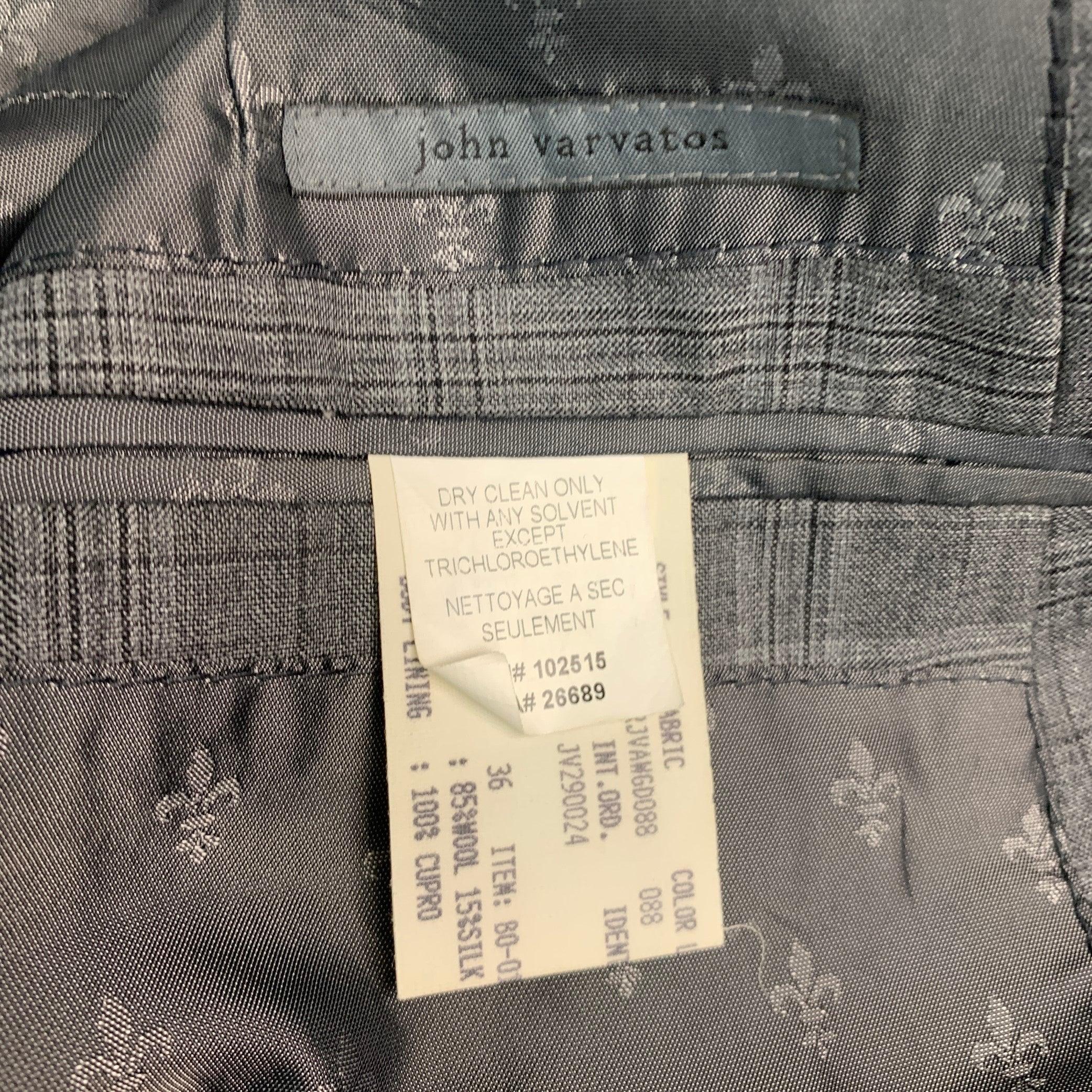 Men's JOHN VARVATOS Size 40 Grey Charcoal Plaid Wool Silk Sport Coat For Sale