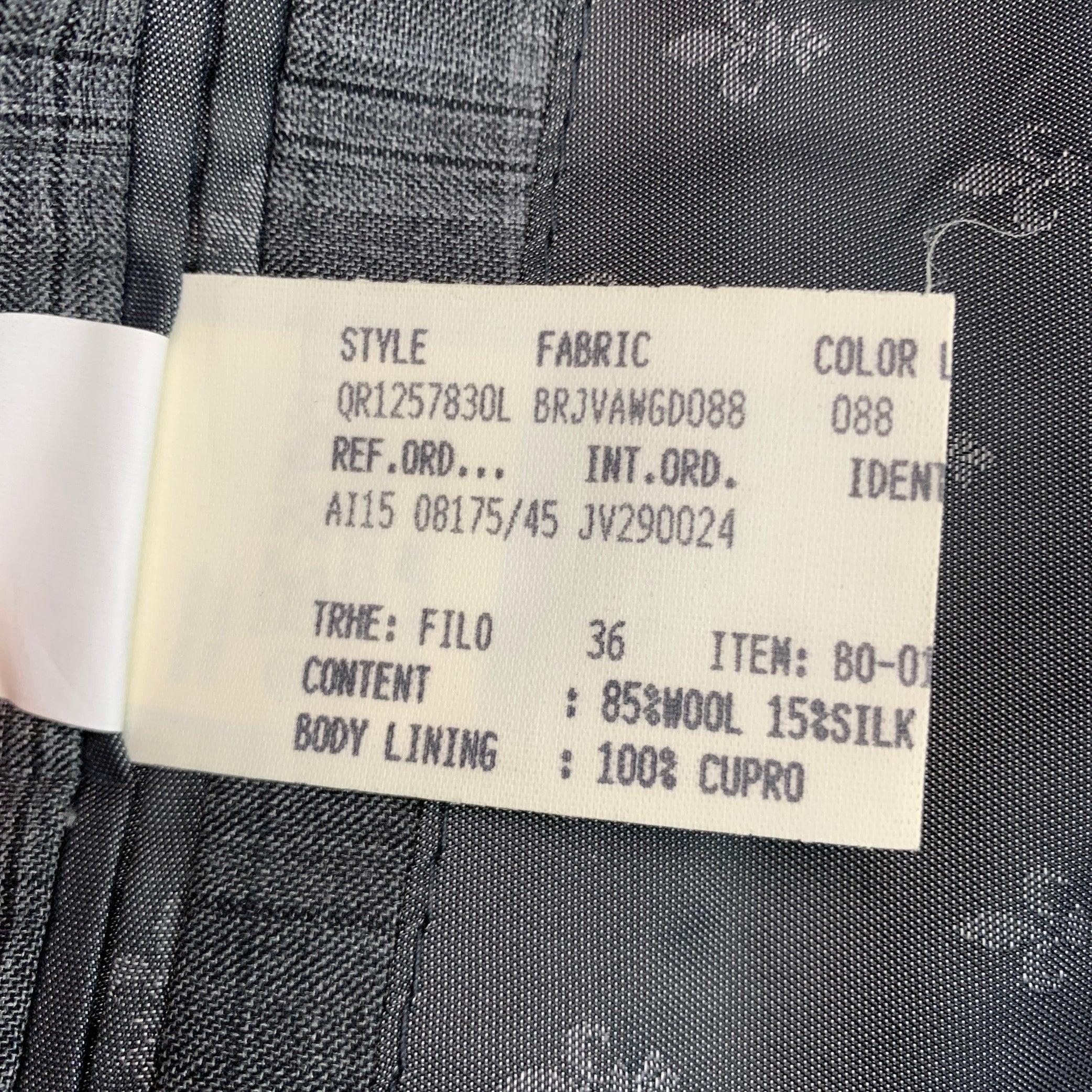 JOHN VARVATOS Size 40 Grey Charcoal Plaid Wool Silk Sport Coat For Sale 1