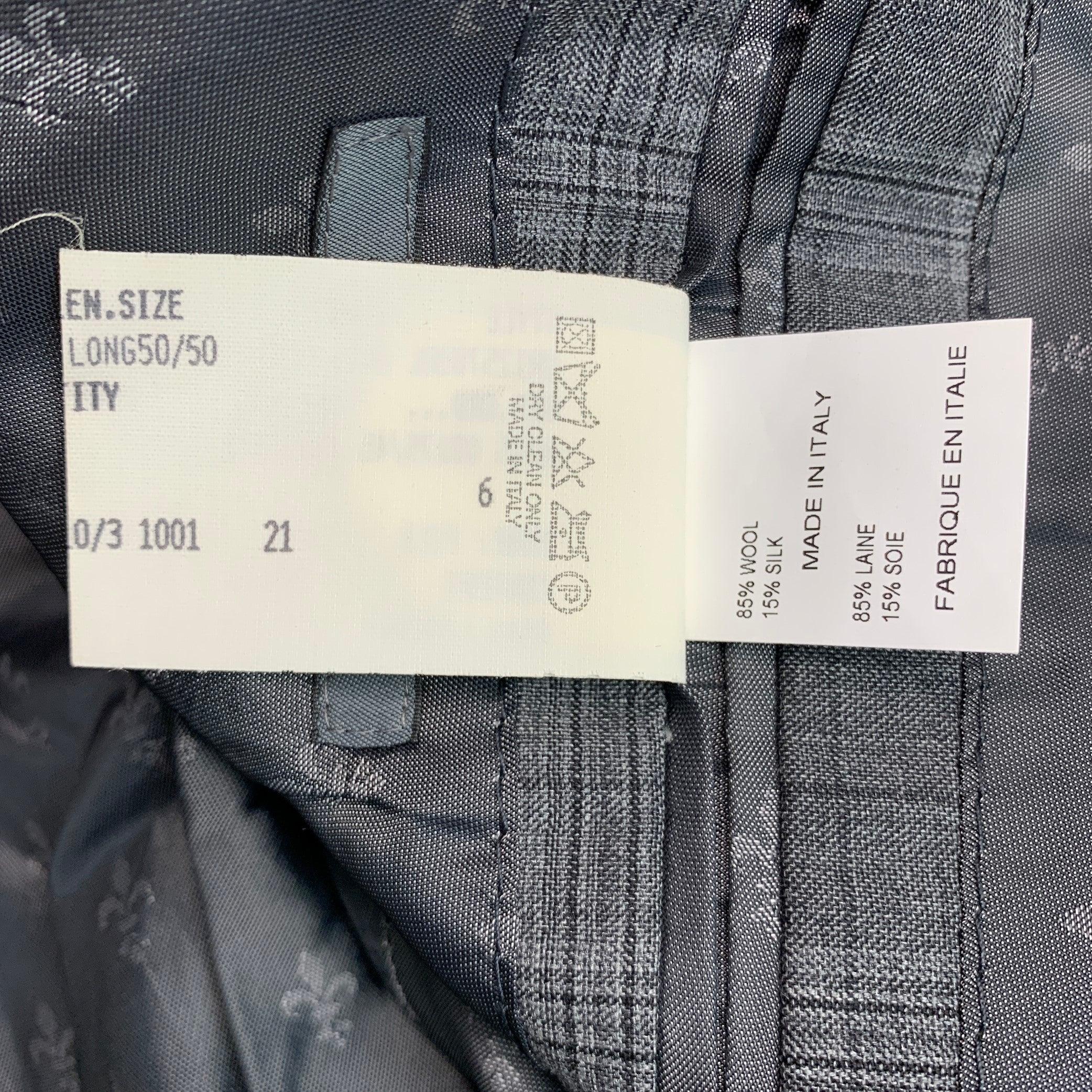JOHN VARVATOS Size 40 Grey Charcoal Plaid Wool Silk Sport Coat For Sale 2
