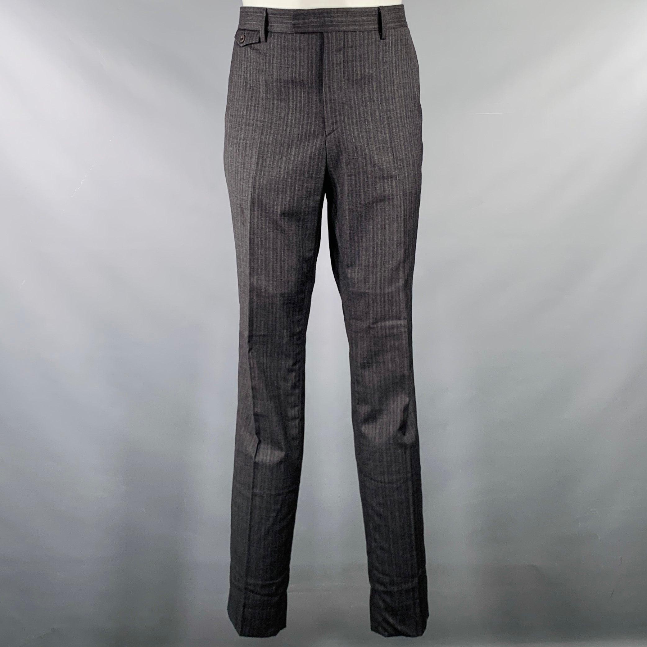 Uomo Abito in lana vergine JOHN VARVATOS Taglia 40 Grigio a righe carbone in vendita