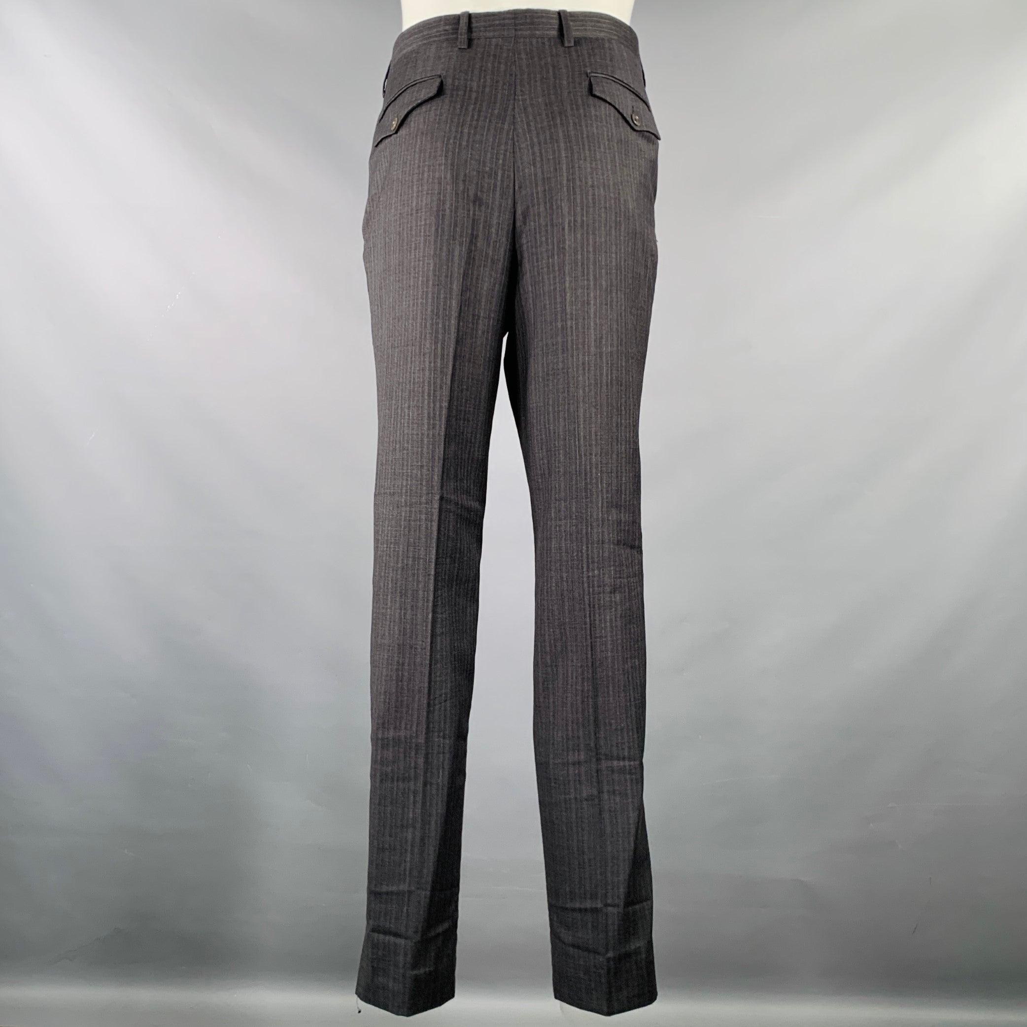 Abito in lana vergine JOHN VARVATOS Taglia 40 Grigio a righe carbone in vendita 1