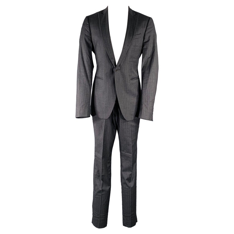 JOHN VARVATOS Traje de lana virgen a rayas gris marengo talla 40