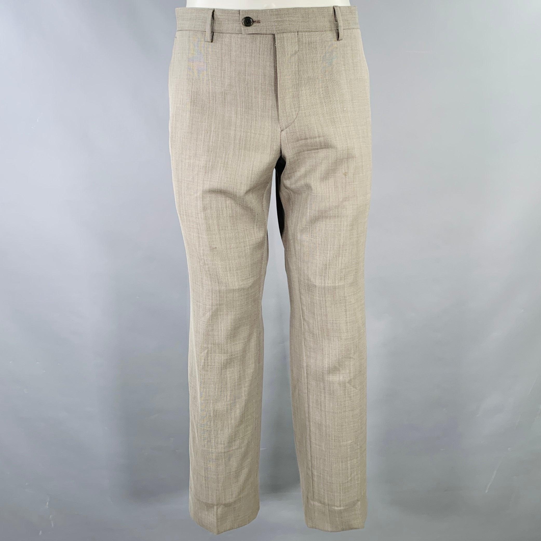 JOHN VARVATOS Größe 40 Grauer Anzug aus gewebter Wolle mit Neckholder-Revers im Zustand „Gut“ im Angebot in San Francisco, CA