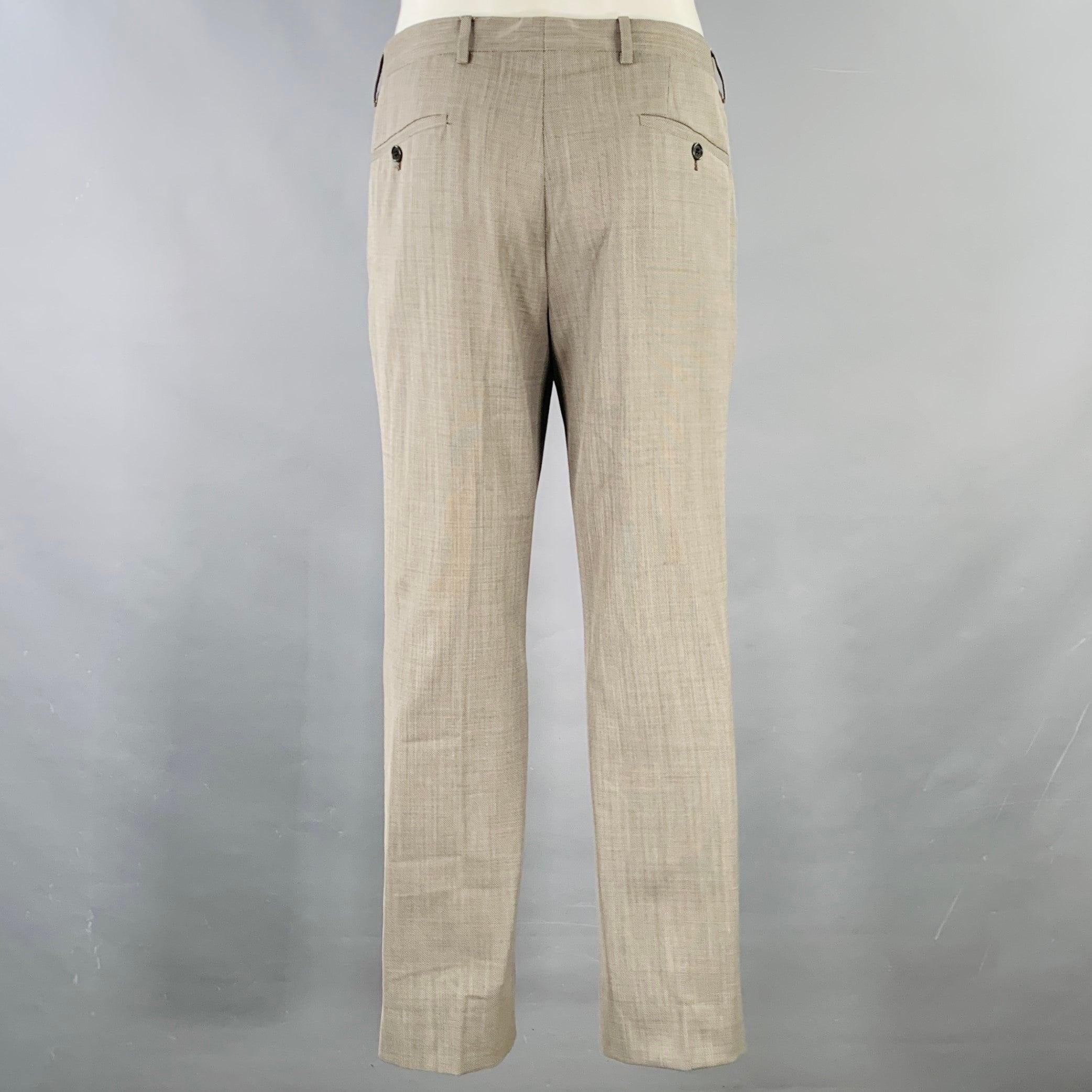 JOHN VARVATOS Größe 40 Grauer Anzug aus gewebter Wolle mit Neckholder-Revers Herren im Angebot