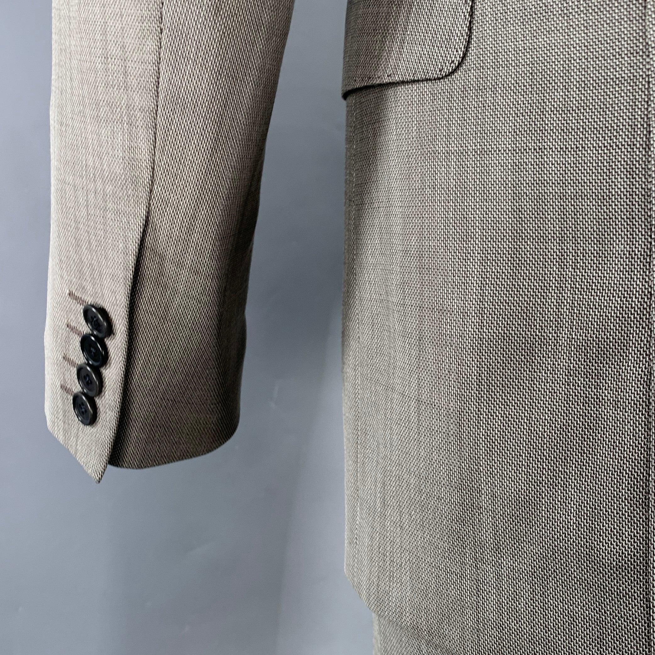 JOHN VARVATOS Größe 40 Grauer Anzug aus gewebter Wolle mit Neckholder-Revers im Angebot 1