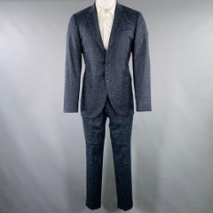 JOHN VARVATOS Size 40 Navy White Virgin Wool Blend Suit