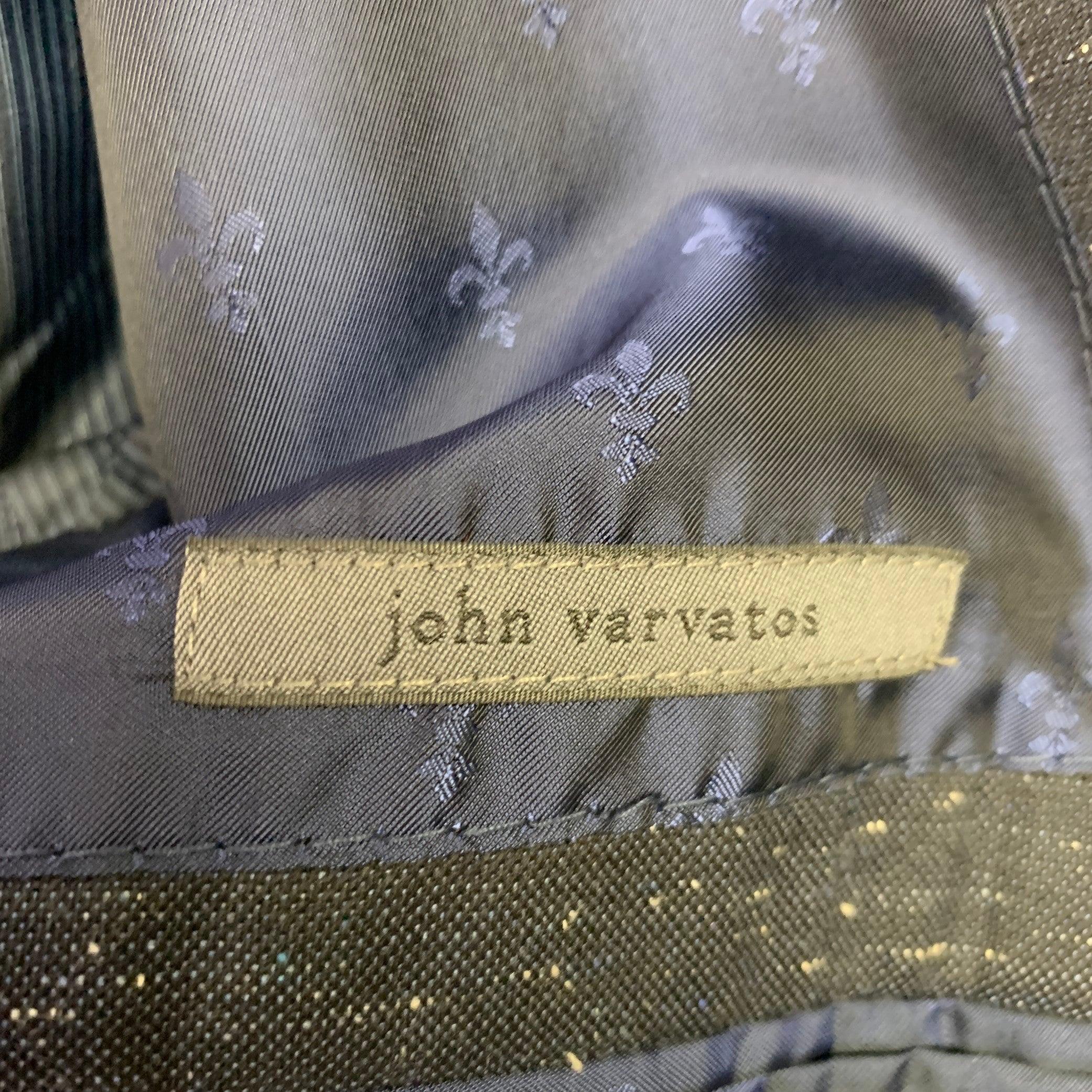 JOHN VARVATOS Size 40 Navy White Virgin Wool Blend Suit For Sale 2