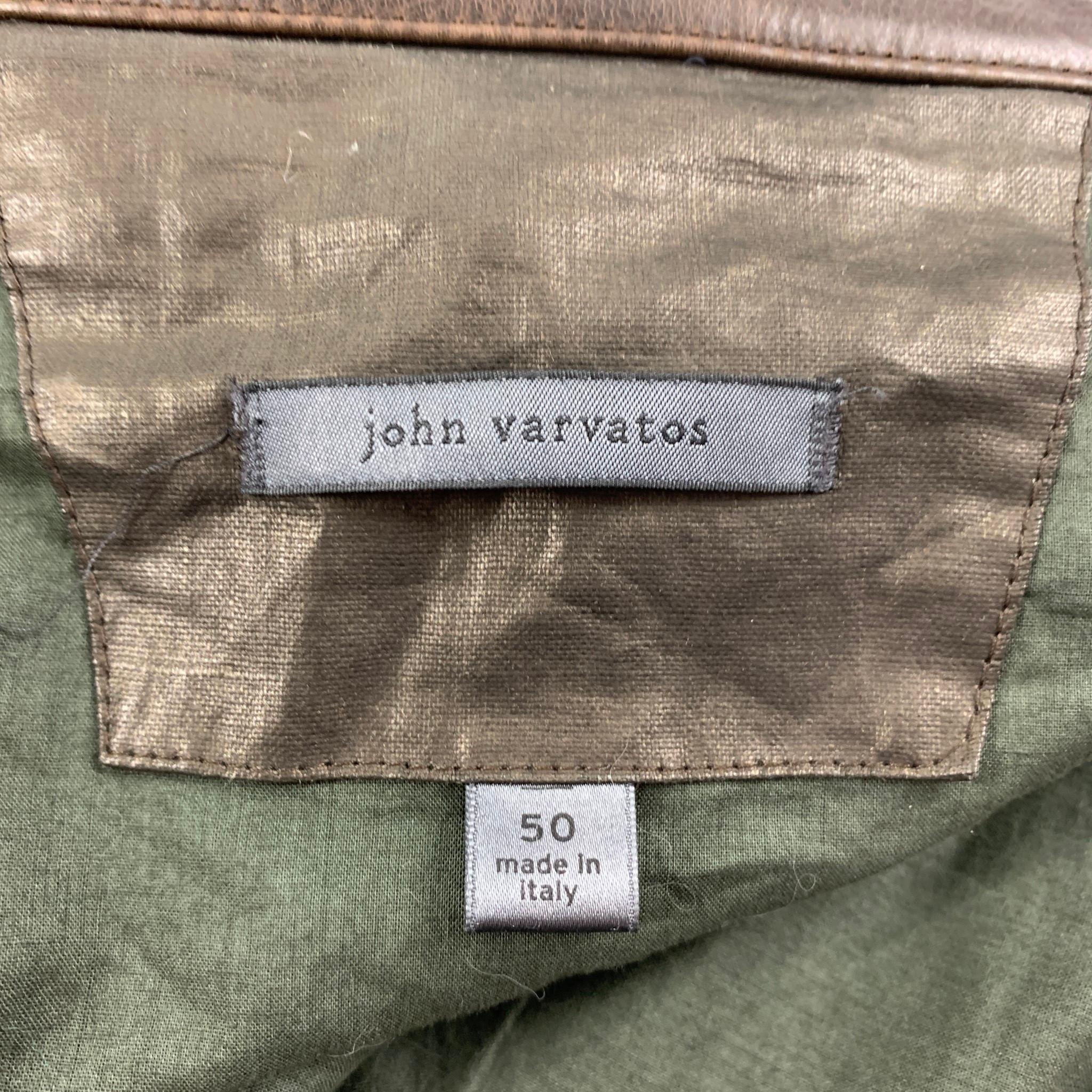 JOHN VARVATOS Size 40 Olive Linen Blend Belted Trenchcoat 1