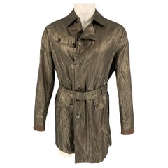 JOHN VARVATOS Size 40 Olive Linen Blend Belted Trenchcoat