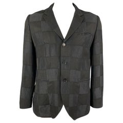 JOHN VARVATOS Size 42 Black Checkered Notch Lapel Sport Coat