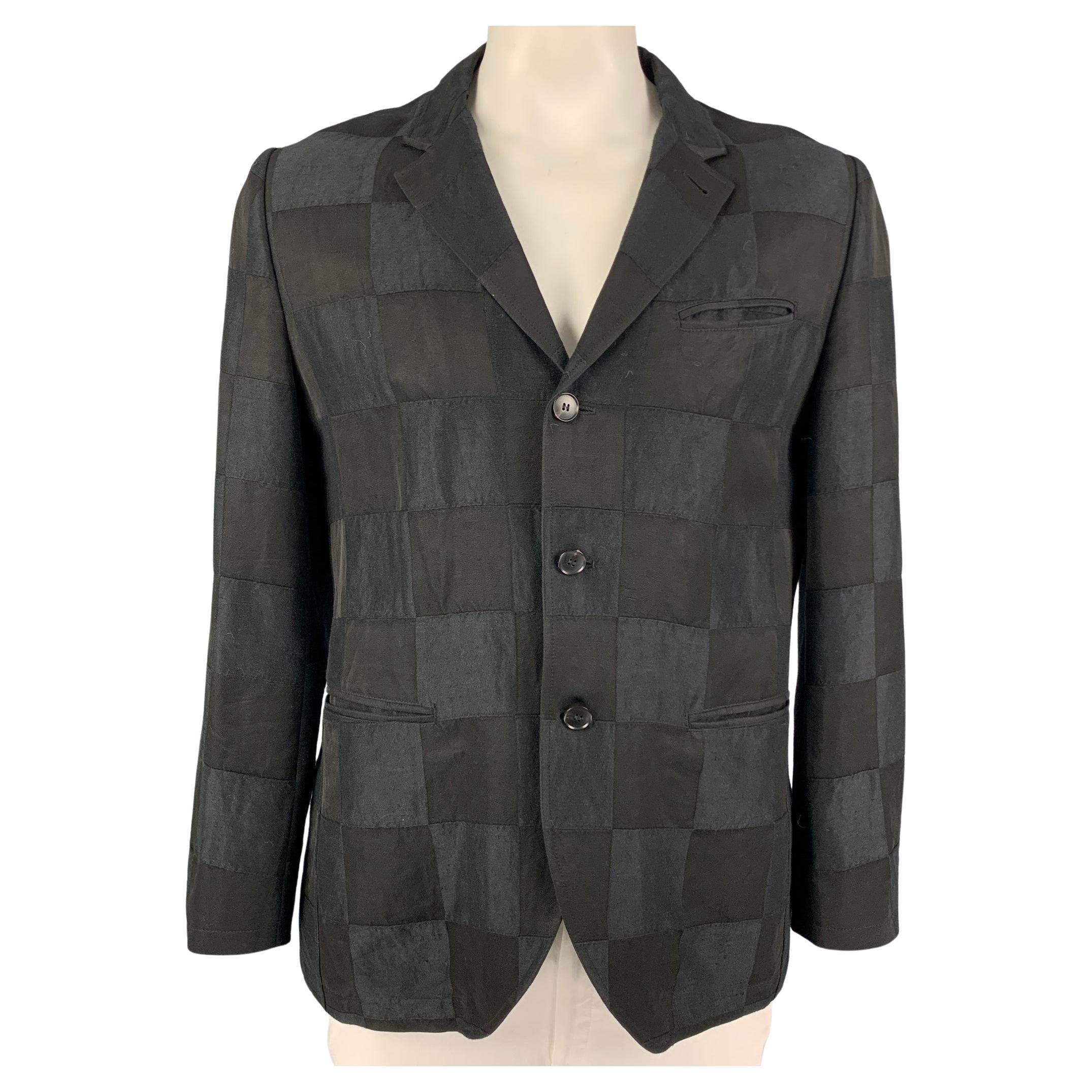 JOHN VARVATOS Size 36 Black Beige Pinstripe Cotton Polyester Sport Coat