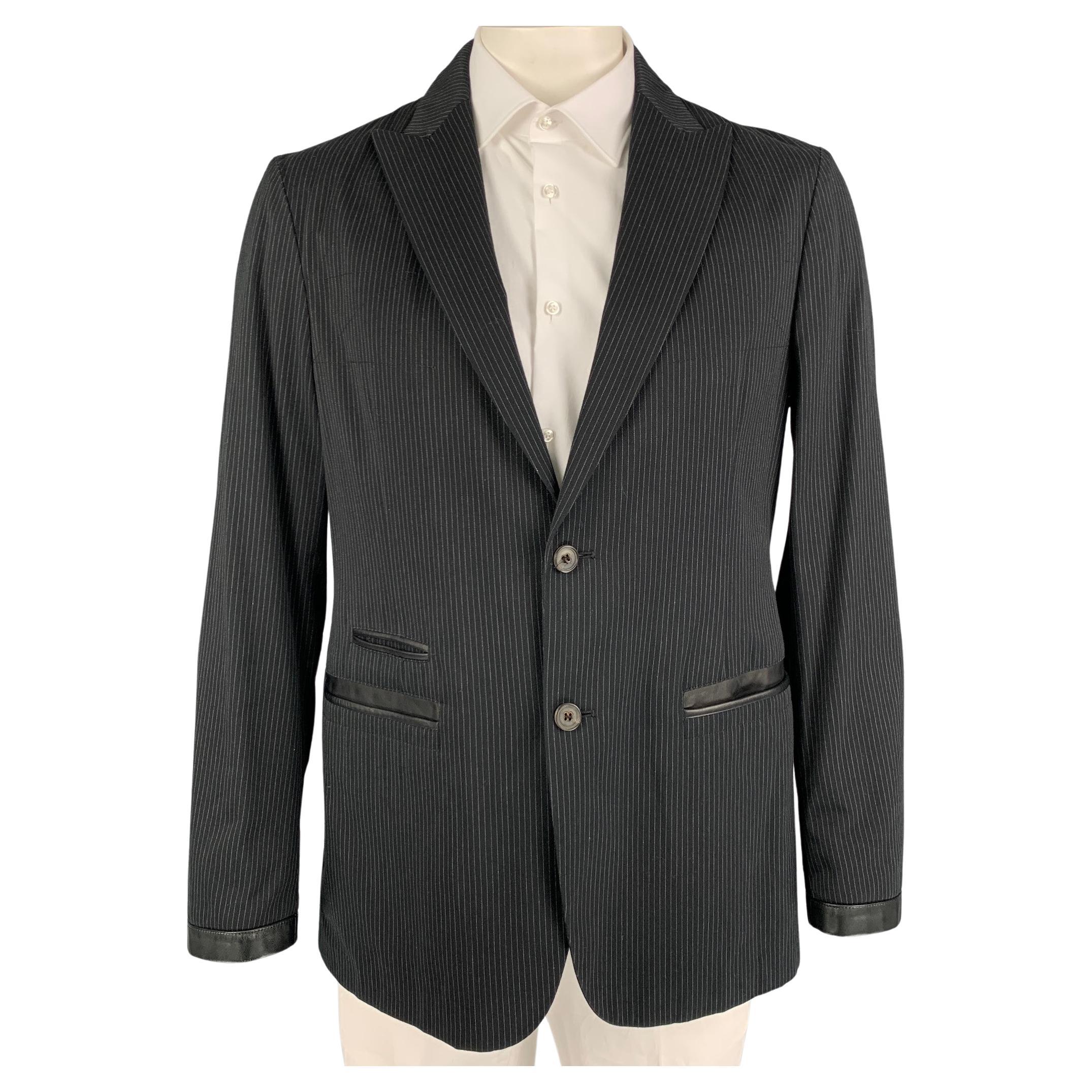 JOHN VARVATOS Hampton Size 38 Black Wool / Mohair Single Breasted Notch Lapel Suit