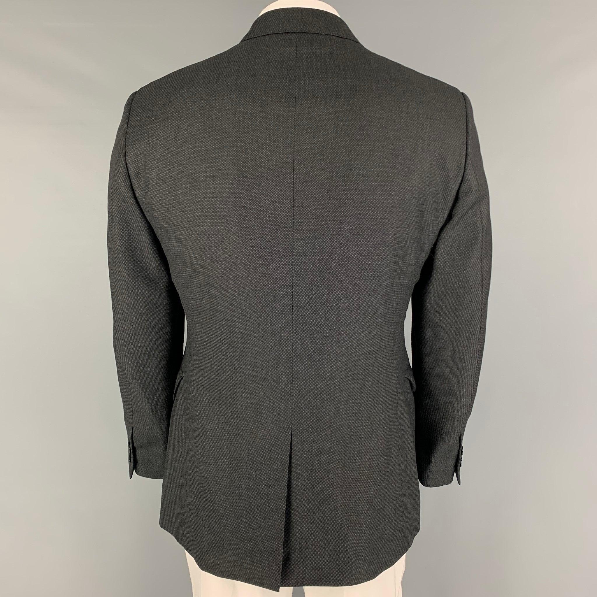 JOHN VARVATOS Size 42 Charcoal Wool Peak Lapel Sport Coat In Good Condition For Sale In San Francisco, CA