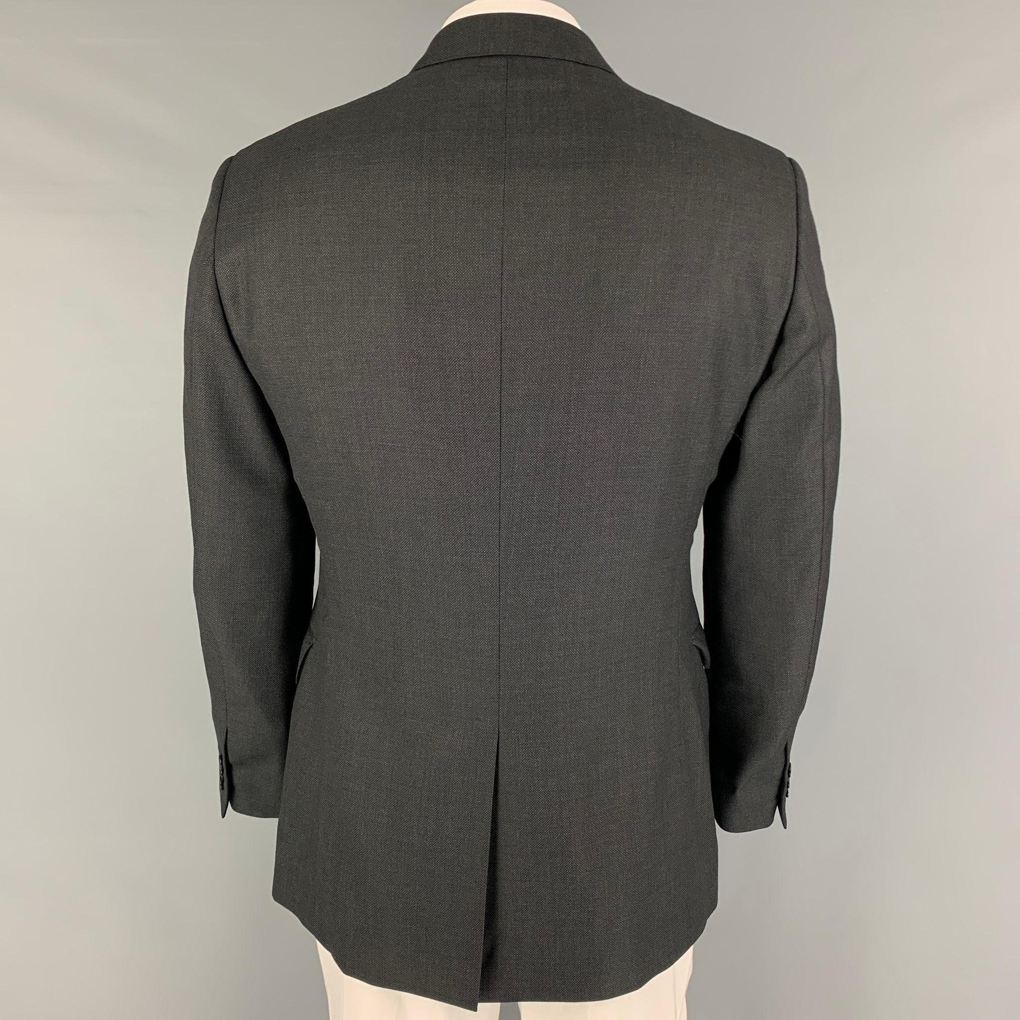 Black JOHN VARVATOS Size 42 Charcoal Wool Peak Lapel Sport Coat For Sale