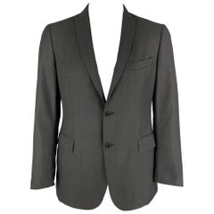 JOHN VARVATOS - Manteau de sport en laine anthracite à revers à pointe, taille 42