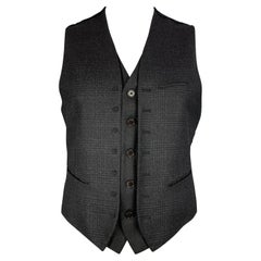 JOHN VARVATOS Size 42 Grey & Black Plaid Wool Double Layer Vest