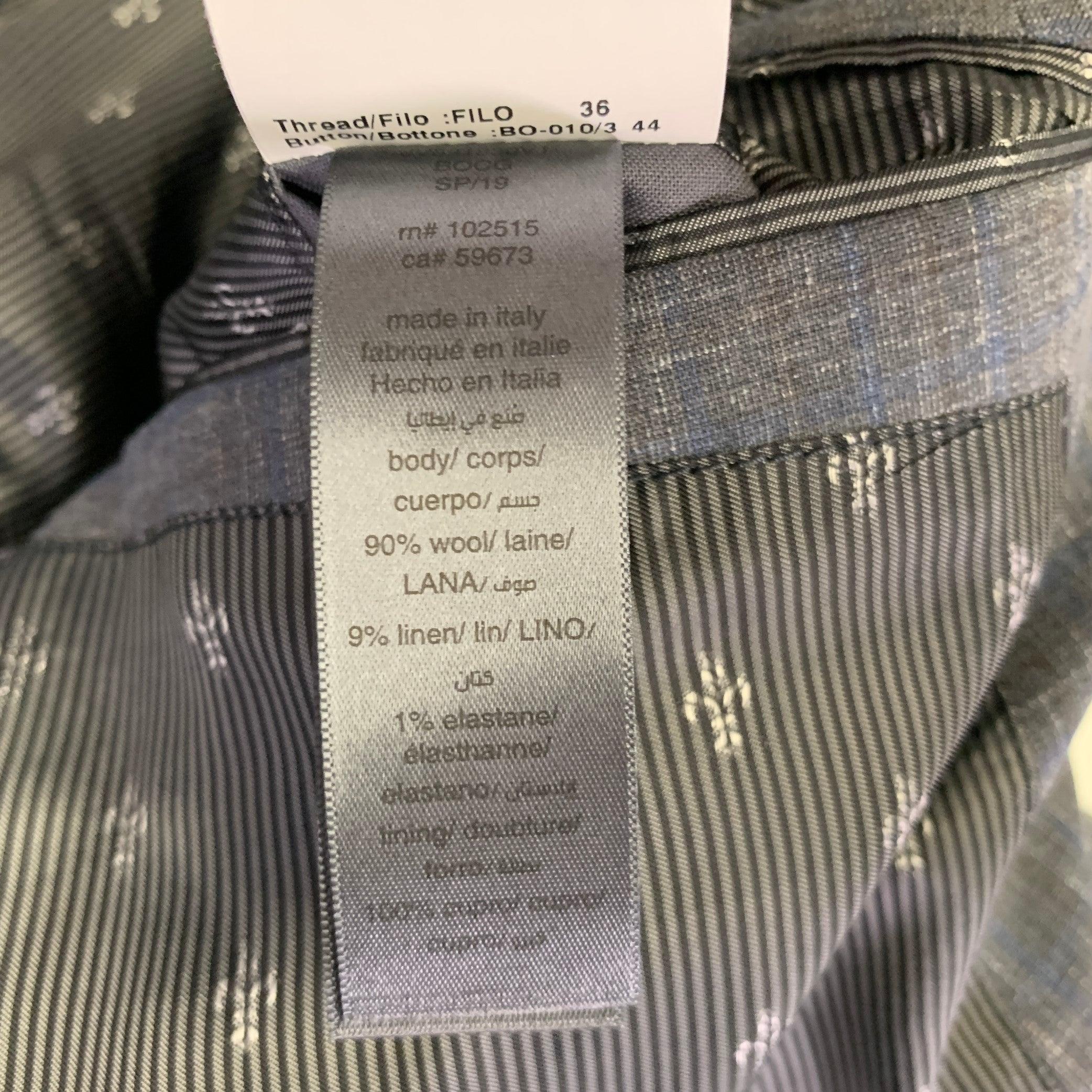 JOHN VARVATOS Size 42 Grey Blue Wool Linen Single Breasted Suit 6
